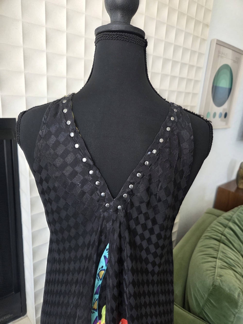 Johnny Was Eva Love Dress Maxi Bohemian V-Neck, Black Multicolor Print S - Picture 8 of 13